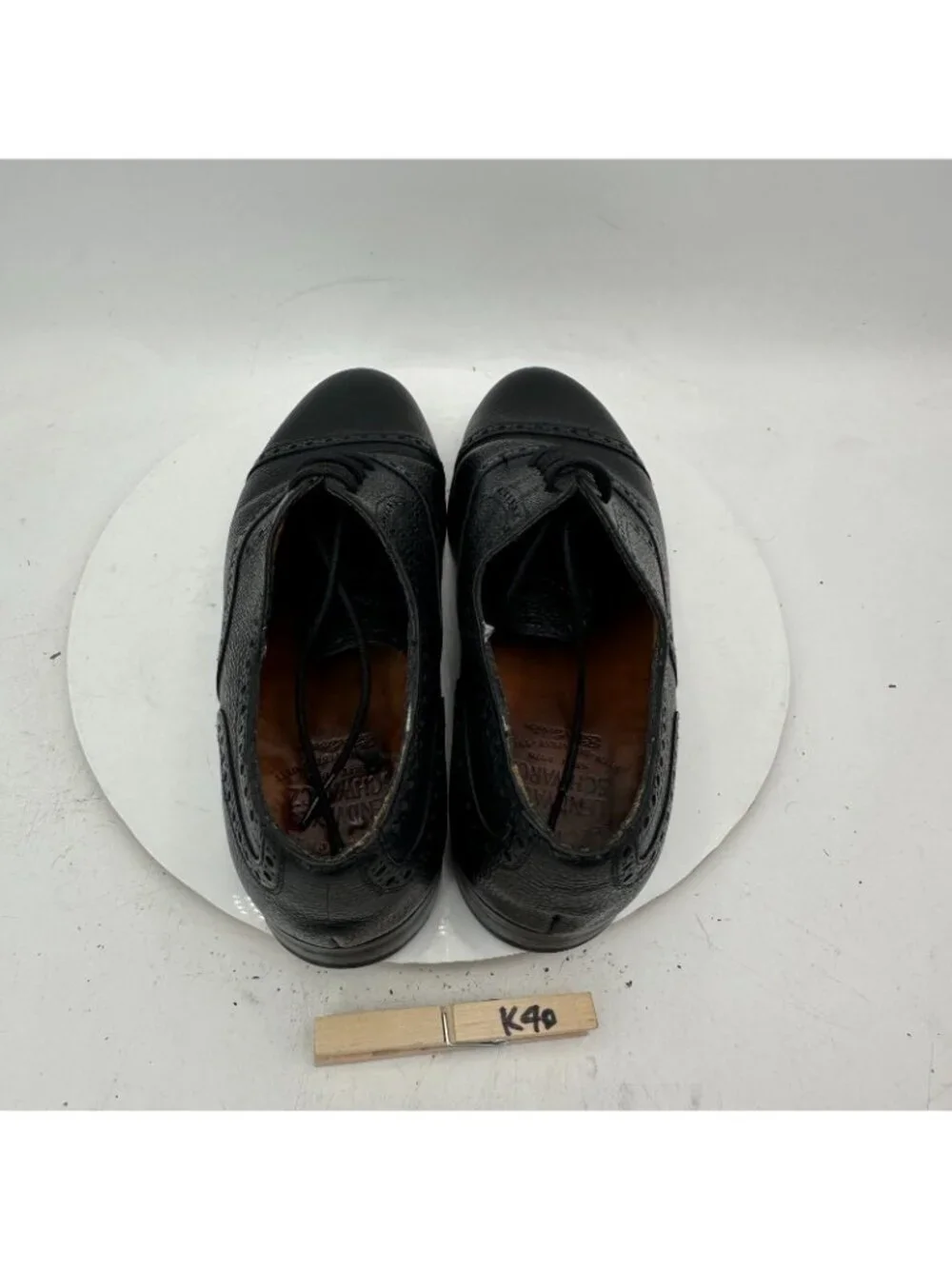 Lendvay Schwarcz Men Size EU 43 US 10 Black Peebled Leather Wingtip Oxford Shoe